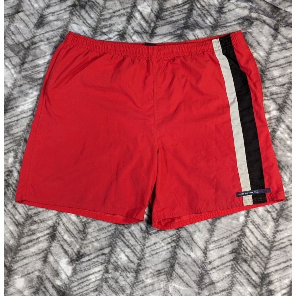 Quiksilver Vintage Waterman Men's XL Swim Shorts Mens Red Lined Back Pocket